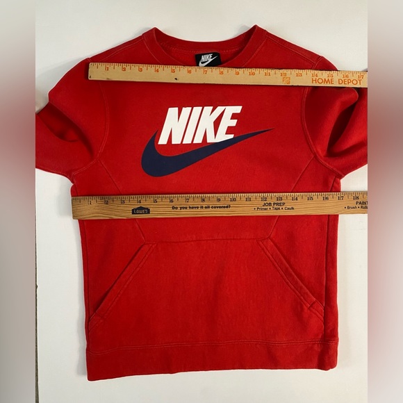Nike Sweatshirt Crew Kangaroo pockets fleece kids size M, red - Picture 6 of 13